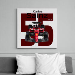 printfashion Carlos Sainz 55 autóversenyző - fekete felirat - Vászonkép - Fehér (16041460)