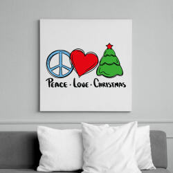 printfashion Karácsony - peace love christmas - Vászonkép - Fehér (6638814)