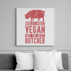 printfashion Rossz vegán - Jó hentes - Vászonkép - Fehér (9390348)