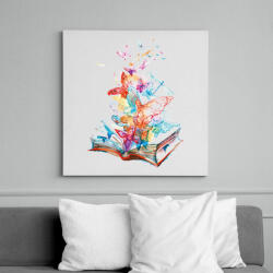 printfashion Butterfly Book - Vászonkép - Fehér (6625498)