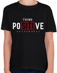 printfashion Gondolkodj pozitívan - Gyerek póló - Fekete (4787117)