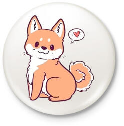 printfashion Akita puppy - Kitűző, hűtőmágnes - Fehér (4841542)