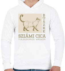 printfashion Büszke cica tulajdonos - Sziámi - Férfi kapucnis pulóver - Fehér (6307477)