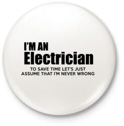 printfashion ELECTRICIAN - Kitűző, hűtőmágnes - Fehér (3075075)