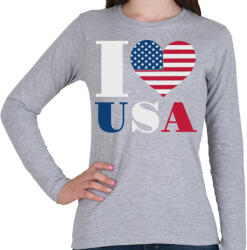 printfashion Szeretem az USA-t - Női hosszú ujjú póló - Sport szürke (4652034)