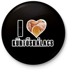 printfashion I Love Kürtőskalács - Kitűző, hűtőmágnes - Fekete (16365075)