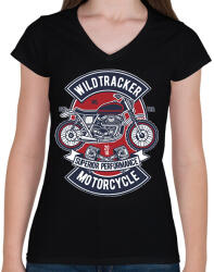 printfashion motor - Női V-nyakú póló - Fekete (15488456)