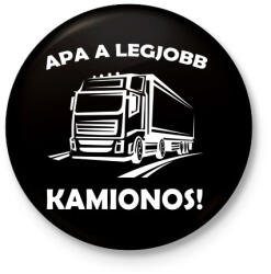 printfashion Apa a legjobb kamionos - Kitűző, hűtőmágnes - Fekete (5033129)