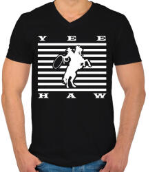 printfashion Yeehaw - Western - Férfi V-nyakú póló - Fekete (7498033)