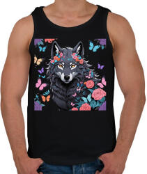 printfashion farkas pillangókkal és virágokkal - Férfi atléta - Fekete (15642419)