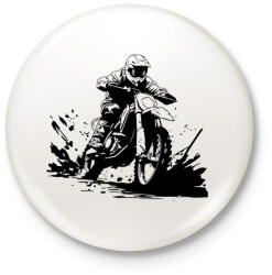 printfashion motocross - Kitűző, hűtőmágnes - Fehér (16090231)