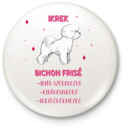 printfashion Ikrek - Bichon frisé - Kitűző, hűtőmágnes - Fehér (13345830)