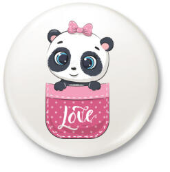 printfashion Panda a zsebben - Kitűző, hűtőmágnes - Fehér (4788082)