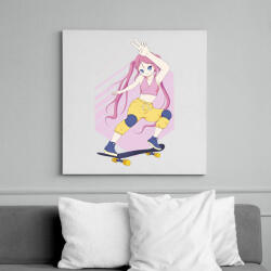 printfashion Deszkás anime csaj - Vászonkép - Fehér (11715546)