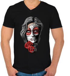 printfashion Dead roses - Férfi V-nyakú póló - Fekete (2825845)