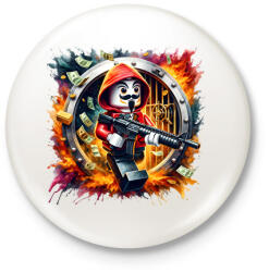 printfashion LEGO - A nagy pénzrablás - La casa de papel - Kitűző, hűtőmágnes - Fehér (15386823)