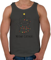 printfashion Karácsonyi égő cica - Férfi atléta - Sötétszürke (5465172)