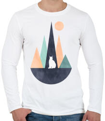 printfashion Hiúz és hegyek 1 - Férfi hosszú ujjú póló - Fehér (5236673)