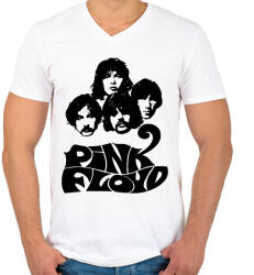printfashion pink floyd bw - Férfi V-nyakú póló - Fehér (15971322)