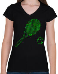 printfashion Tennis - Női V-nyakú póló - Fekete (2694916)