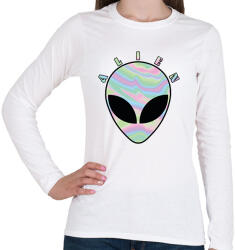 printfashion Alien - Női hosszú ujjú póló - Fehér (8749032)