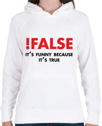 printfashion ! false - programozó vicc - Női kapucnis pulóver - Fehér (7240070)