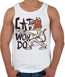printfashion Karatés Cica - cat won do - Férfi atléta - Fehér (4214514)
