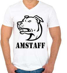 printfashion Amstaff 02 - Férfi V-nyakú póló - Fehér (11274811)