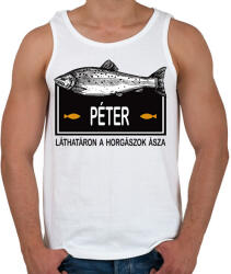 printfashion Lárhatáron a horgászok ásza - Névvel - Férfi atléta - Fehér (6284888)
