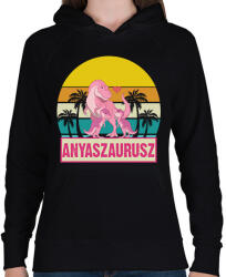 printfashion Anyaszaurusz - lány - Női kapucnis pulóver - Fekete (7472537)