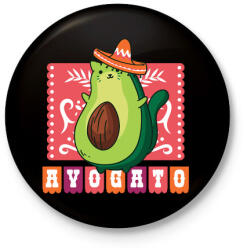 printfashion Avokádó macska - Kitűző, hűtőmágnes - Fekete (5073165)