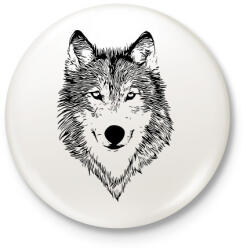printfashion Wolf - Kitűző, hűtőmágnes - Fehér (3089246)