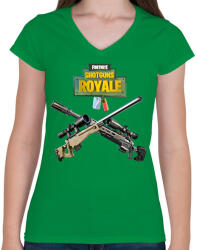 printfashion Snipers Fortnite - Női V-nyakú póló - Zöld (2440528)