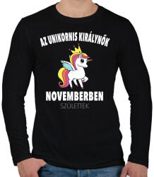 printfashion Unikornis királynők november születtek (MAGYAR) - Férfi hosszú ujjú póló - Fekete (841214)