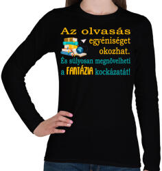 printfashion Az olvasás fontossága! - Női hosszú ujjú póló - Fekete (4774080)