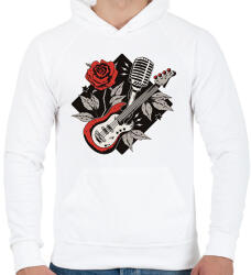 printfashion Gitáros minta - Férfi kapucnis pulóver - Fehér (13496737)