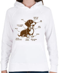 printfashion Tacskó részei - Női kapucnis pulóver - Fehér (15962835)