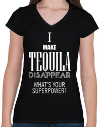 printfashion Tequila disappear - Női V-nyakú póló - Fekete (392684)