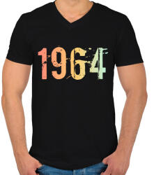printfashion 1964 - Férfi V-nyakú póló - Fekete (11819494)