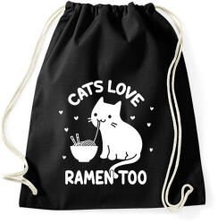 printfashion Cats love ramen too - Sportzsák, Tornazsák - Fekete (13362990)