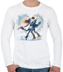 printfashion Szerelmespár télen - Férfi hosszú ujjú póló - Fehér (15509824)