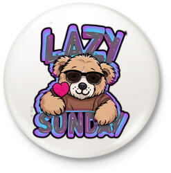 printfashion Lazy Sunday - Kitűző, hűtőmágnes - Fehér (15648817)