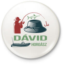 printfashion Horgász - Névvel - Kitűző, hűtőmágnes - Fehér (6287334)
