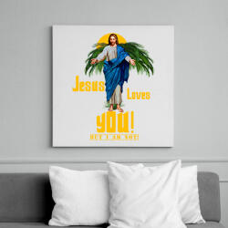 printfashion jesus loves you but im not - Vászonkép - Fehér (6631958)