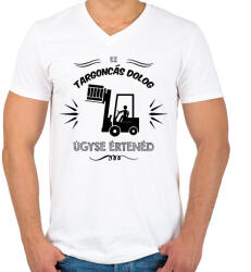 printfashion Targoncás dolog - Férfi V-nyakú póló - Fehér (13069465)