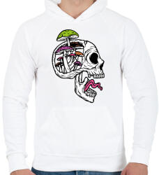 printfashion Gombás koponya - Férfi kapucnis pulóver - Fehér (13471031)