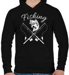 printfashion Fishing - Férfi kapucnis pulóver - Fekete (4578709)