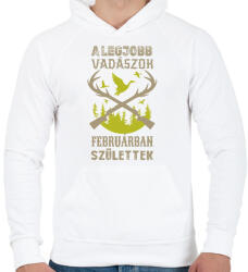 printfashion A legjobb vadászok februárban születtek - Férfi kapucnis pulóver - Fehér (16332485)