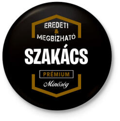 printfashion Szakács prémium minőség - Kitűző, hűtőmágnes - Fekete (3096998)