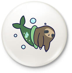 printfashion Lajhár sellő - Kitűző, hűtőmágnes - Fehér (16049590)